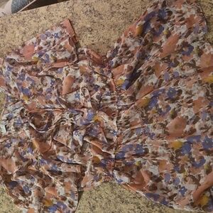 3/$17 Hayden Multicolor Peach Pink Patterned Blouse Top